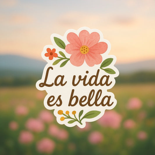 🌸✨ Sticker Floral Inspirador - La Vida es Bella ✨🌸